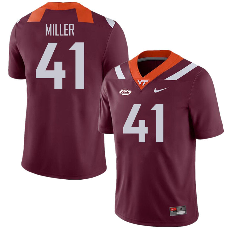 Men #41 Khiari Miller Virginia Tech Hokies College Football Jerseys Stitched Sale-Maroon